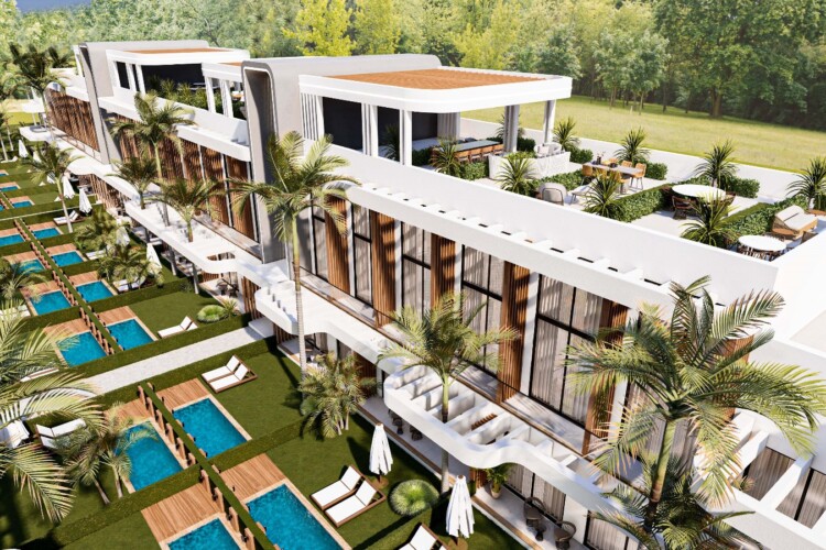 2 bedroom garden apartment with a private pool