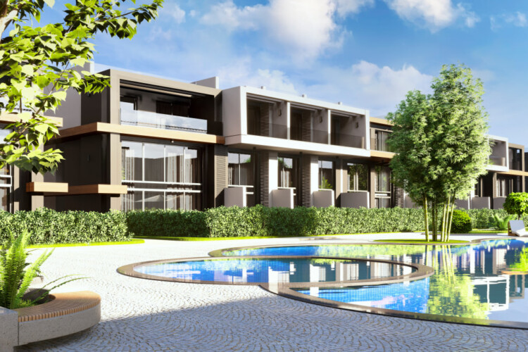 Studio apartment with spacious roof terrace in new project in Iskele