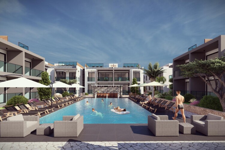 3 bedroom apartment in Alsancak with private garden and a covered garage